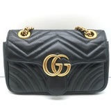 Gucci GG Marmont Mini Shoulder Bag Black Matelasse Leather Chain Strap Crossbody