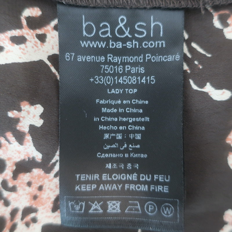 Ba&amp;sh Caia Half-Button Blouse Carbone Floral Print Size Small 3/4 Sleeve Top