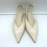 Toteme The Wedge Heel Pointed Toe Slingback Pumps Ivory Patent Size 38 NEW