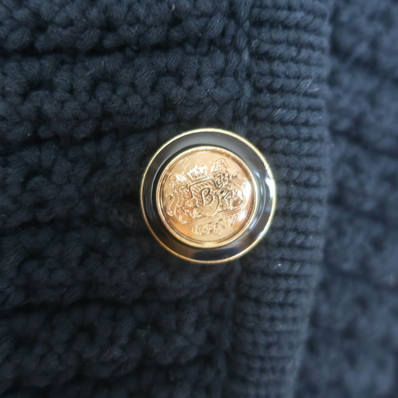 Ba&amp;sh Gaspard Cardigan Black Cotton-Blend Ribbed Knit Size 0
