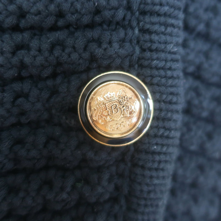 Ba&amp;sh Gaspard Cardigan Black Cotton-Blend Ribbed Knit Size 0