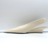 Toteme The Wedge Heel Pointed Toe Slingback Pumps Ivory Patent Size 38 NEW