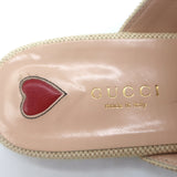 Gucci Charlotte Princetown Horsebit Web Mules Beige Canvas Size 38