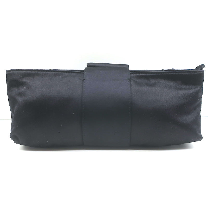 Stuart Weitzman Crystal-Embellished Satin Clutch Black Small Bag