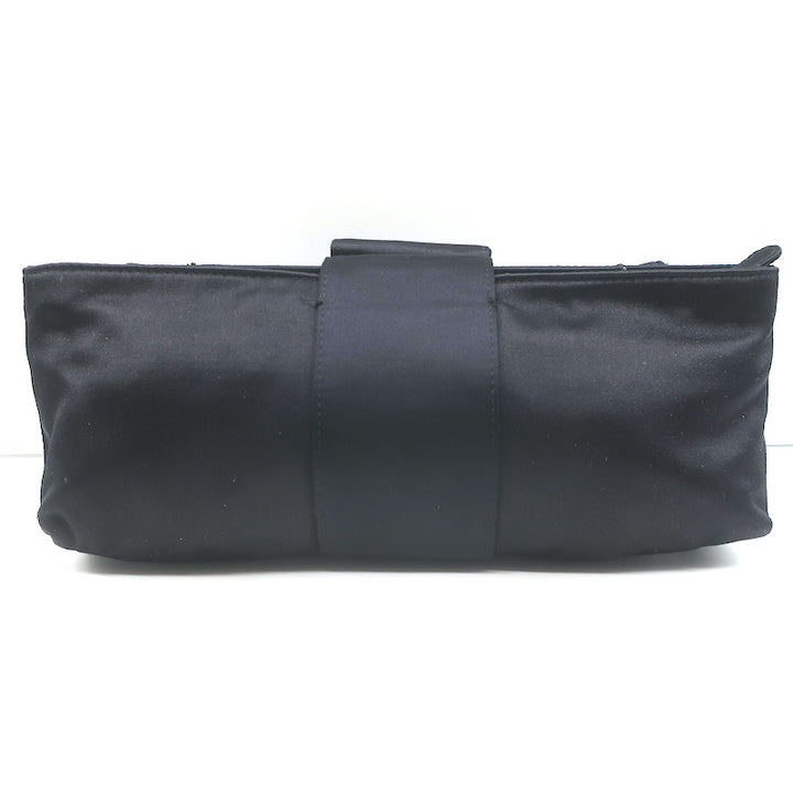Stuart Weitzman Crystal-Embellished Satin Clutch Black Small Bag