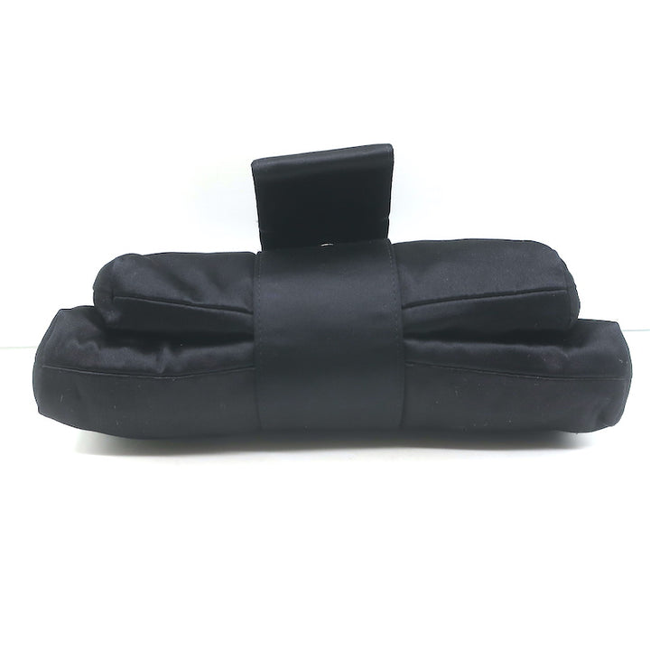 Stuart Weitzman Crystal-Embellished Satin Clutch Black Small Bag