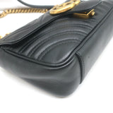 Gucci GG Marmont Mini Shoulder Bag Black Matelasse Leather Chain Strap Crossbody