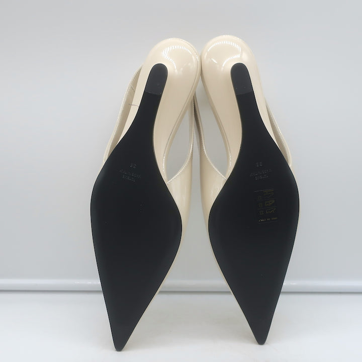 Toteme The Wedge Heel Pointed Toe Slingback Pumps Ivory Patent Size 38 NEW