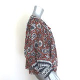 Cleobella Amy Tassel-Tie Blouse Sienna Block Print Cotton Size Extra Small