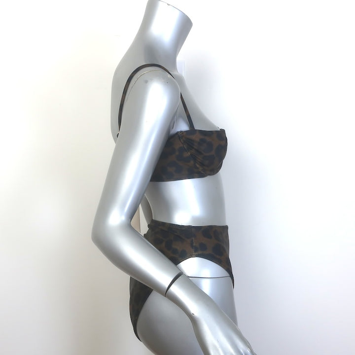 SAME Los Angeles Cheetah Print Bra Top &amp; High Rise Bottom Bikini Size Medium NEW