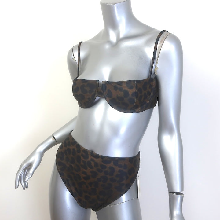 SAME Los Angeles Cheetah Print Bra Top &amp; High Rise Bottom Bikini Size Medium NEW