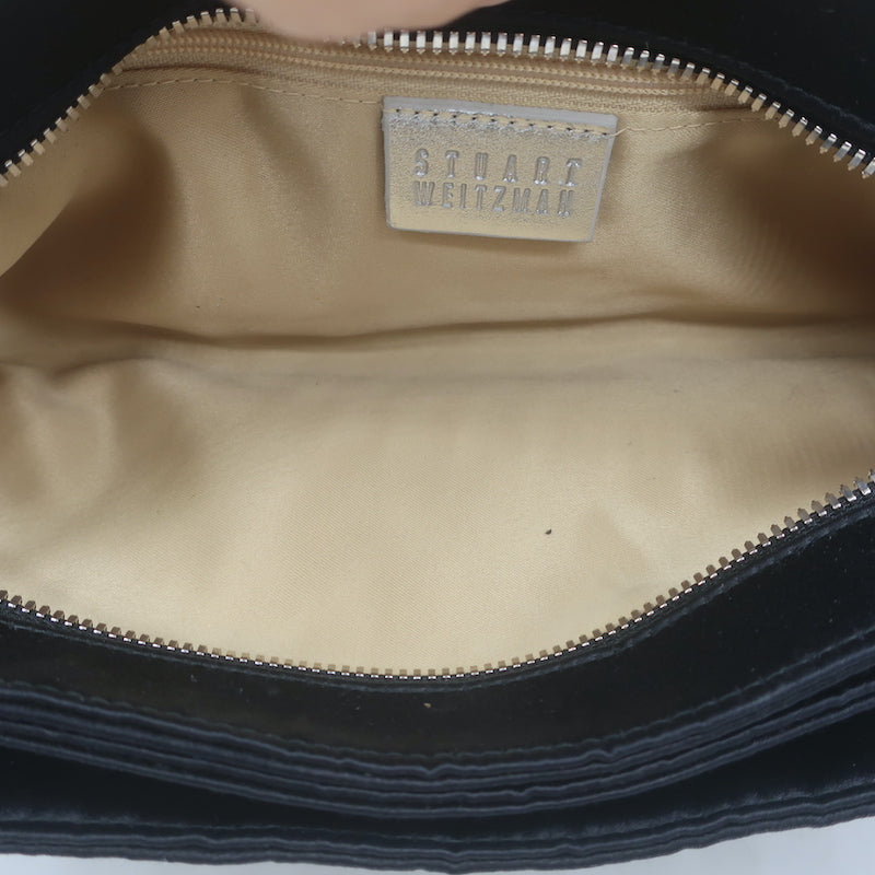 Stuart Weitzman Crystal-Embellished Satin Clutch Black Small Bag