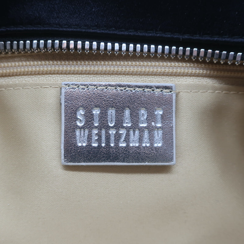 Stuart Weitzman Crystal-Embellished Satin Clutch Black Small Bag