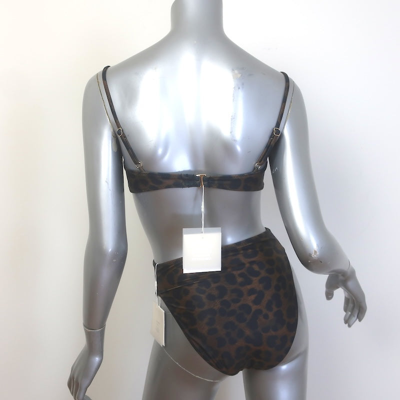SAME Los Angeles Cheetah Print Bra Top &amp; High Rise Bottom Bikini Size Medium NEW