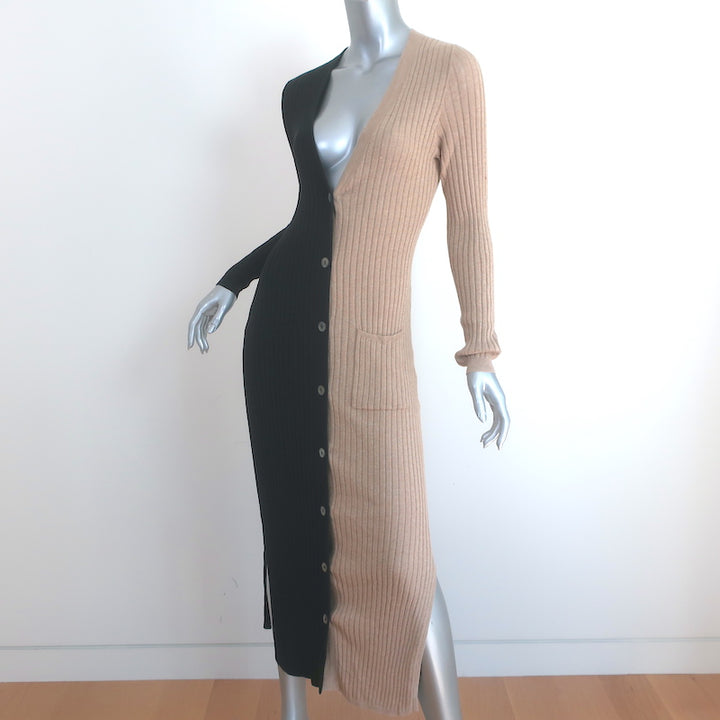 Cotton by Autumn Cashmere Two-Tone Cardigan Sweater Dress Black/Beige Size Small