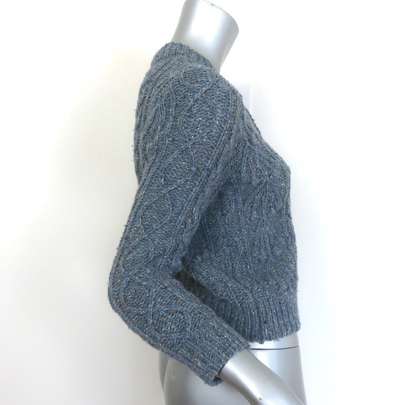 Doen Verona Cable Knit Cardigan Larkspur Blue Wool-Blend Size Extra Small