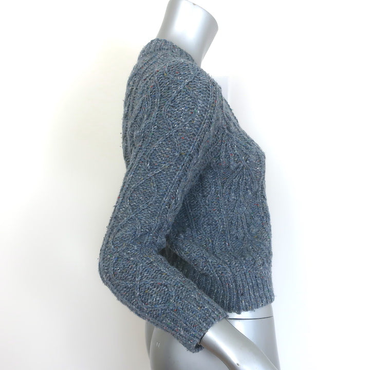 Doen Verona Cable Knit Cardigan Larkspur Blue Wool-Blend Size Extra Small