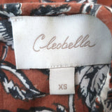 Cleobella Amy Tassel-Tie Blouse Sienna Block Print Cotton Size Extra Small