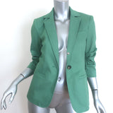 Cinq a Sept Khloe Denim Blazer Aqua Stretch Cotton Size 00 One-Button Jacket