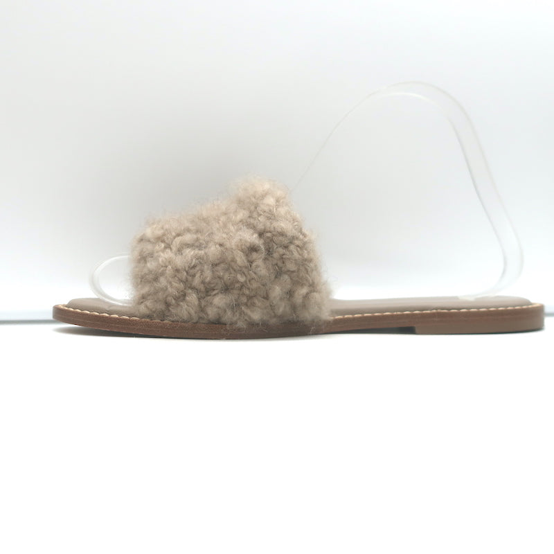 Gabriela Hearst Ballast Boucle Cashmere Slide Sandals Taupe Size 37