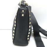 Valentino Rockstud Mini Hobo Crossbody Bag Black Grained Leather