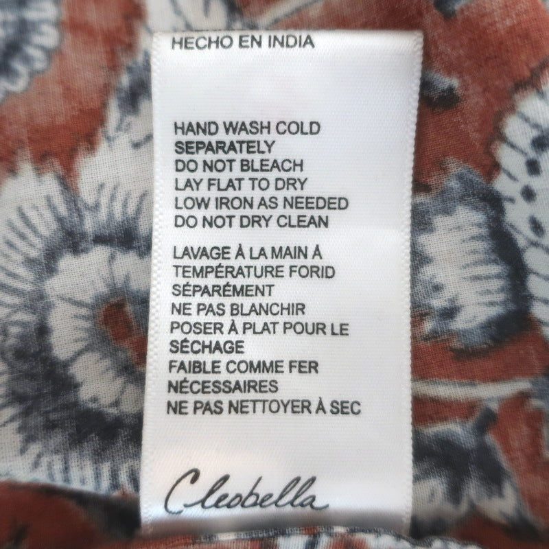Cleobella Amy Tassel-Tie Blouse Sienna Block Print Cotton Size Extra Small