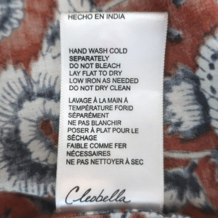Cleobella Amy Tassel-Tie Blouse Sienna Block Print Cotton Size Extra Small