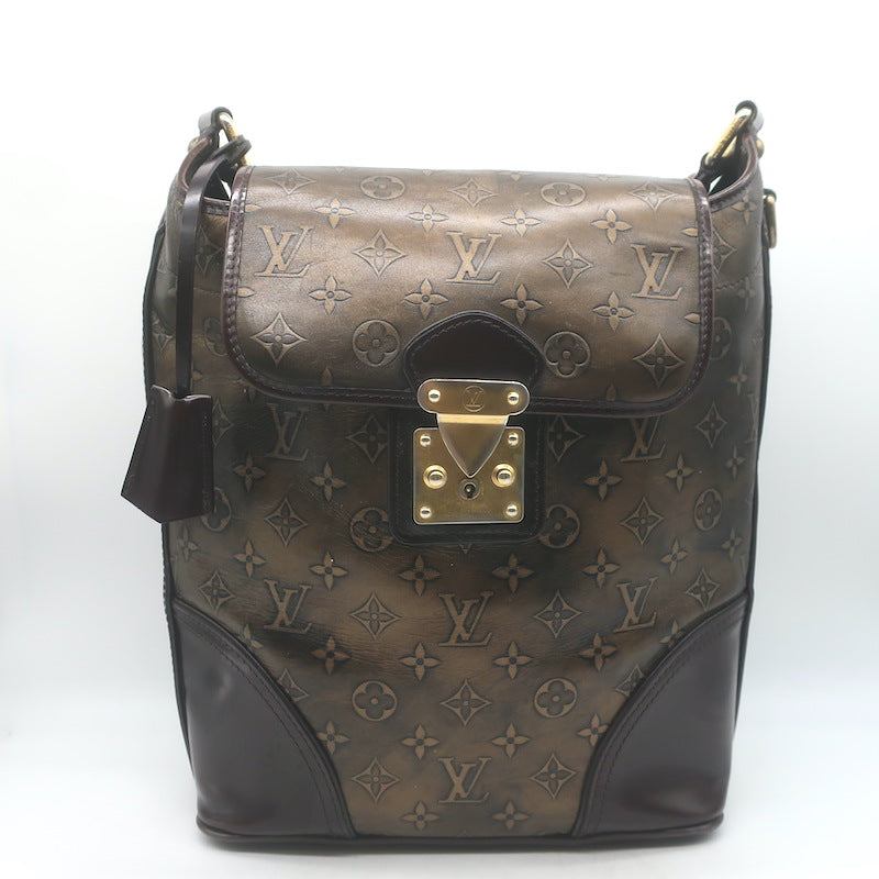 Louis Vuitton Sergeant GM Hobo Bag Bronze Monogram Embossed Leather