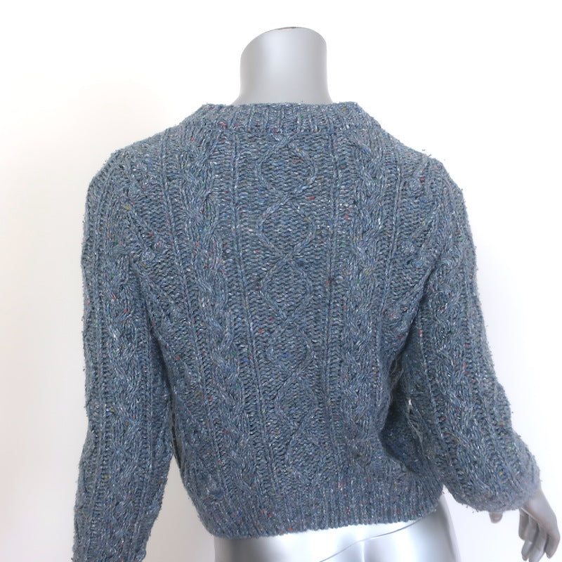 Doen Verona Cable Knit Cardigan Larkspur Blue Wool-Blend Size Extra Small