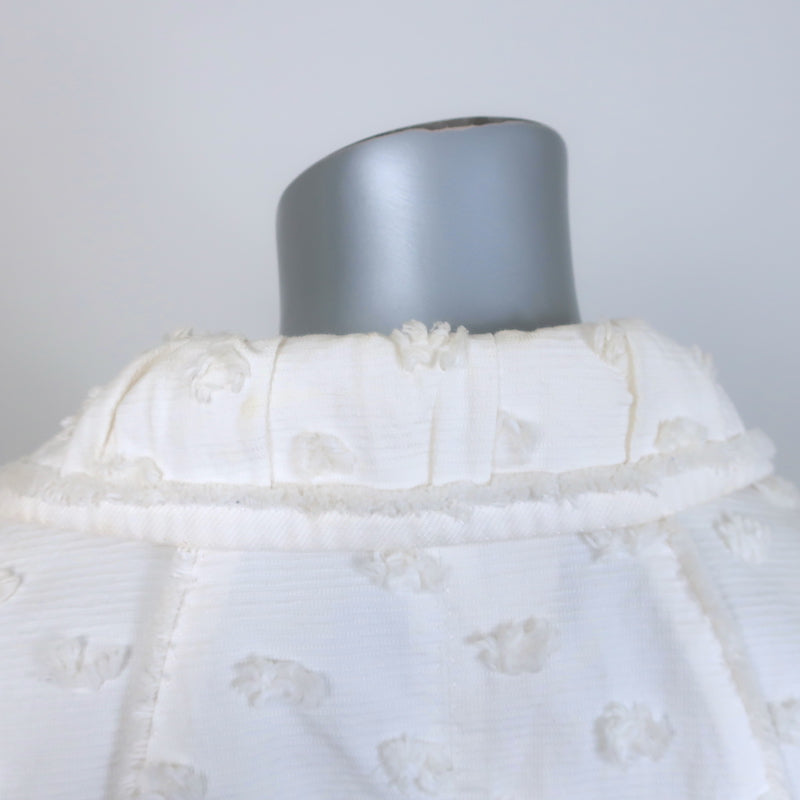 Louis Vuitton Cropped Jacket Cream Flocked Cotton Size 34
