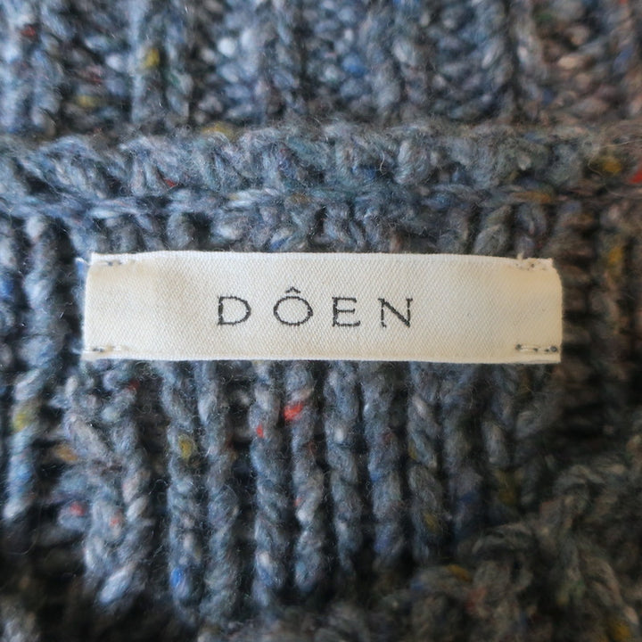 Doen Verona Cable Knit Cardigan Larkspur Blue Wool-Blend Size Extra Small