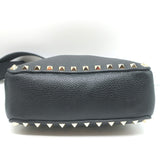 Valentino Rockstud Mini Hobo Crossbody Bag Black Grained Leather