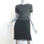 Drew Short Sleeve Dress Black Faux Leather & Pleated Crepe Size 4