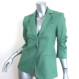 Cinq a Sept Khloe Denim Blazer Aqua Stretch Cotton Size 00 One-Button Jacket