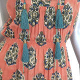 Bell By Alicia Bell Tassel-Tie Tiered Maxi Dress Peach Size Extra Small