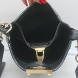 Valentino Rockstud Mini Hobo Crossbody Bag Black Grained Leather
