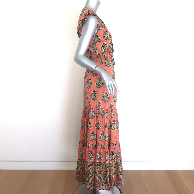 Bell By Alicia Bell Tassel-Tie Tiered Maxi Dress Peach Size Extra Small