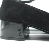 Saint Laurent Babies Block Heel Ankle Strap Pumps Black Suede Size 37.5