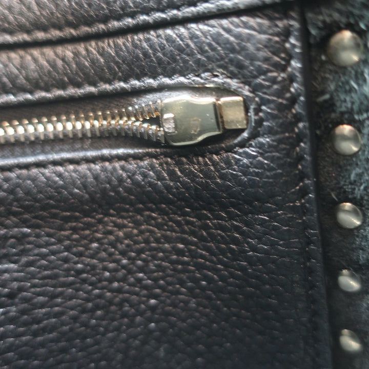 Valentino Rockstud Mini Hobo Crossbody Bag Black Grained Leather