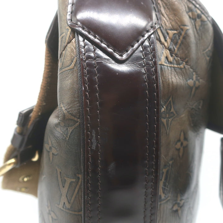 Louis Vuitton Sergeant GM Hobo Bag Bronze Monogram Embossed Leather