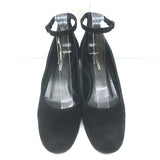 Saint Laurent Babies Block Heel Ankle Strap Pumps Black Suede Size 37.5