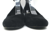 Saint Laurent Babies Block Heel Ankle Strap Pumps Black Suede Size 37.5
