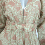 A.L.C. Iman Tiered Maxi Dress Beige/Pastel Green Paisley Print Cotton Size 4