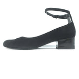 Saint Laurent Babies Block Heel Ankle Strap Pumps Black Suede Size 37.5