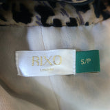 RIXO Eleanor Leopard Burnout Chiffon Midi Dress Brown Silk-Blend Size Small