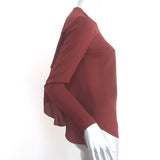 A.L.C. Sally Ruffled Open-Back Blouse Bordeaux Silk Size 0 Long Sleeve Top