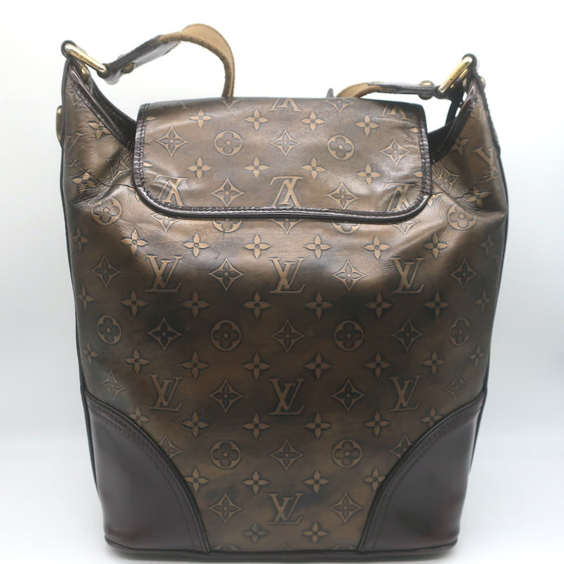 Louis Vuitton Sergeant GM Hobo Bag Bronze Monogram Embossed Leather