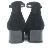 Saint Laurent Babies Block Heel Ankle Strap Pumps Black Suede Size 37.5