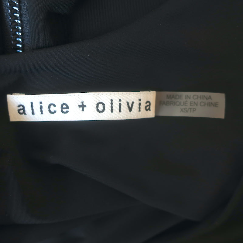Alice + Olivia Jillianne Organza Puff Sleeve Bodysuit Black Size Extra Small