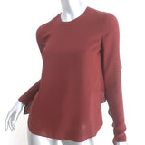A.L.C. Sally Ruffled Open-Back Blouse Bordeaux Silk Size 0 Long Sleeve Top